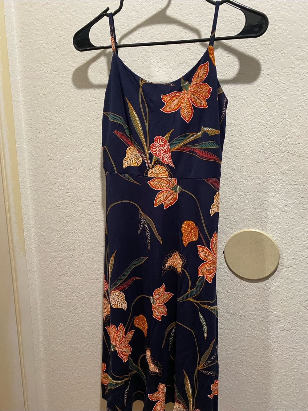 LOFT Navy Maxi Dress with Orange Floral Print